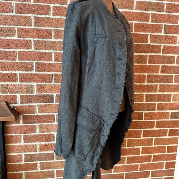 Rundholz Gray Long Military Jacket Button Front Epaulette Pockets, Size S - Picture 3 of 11